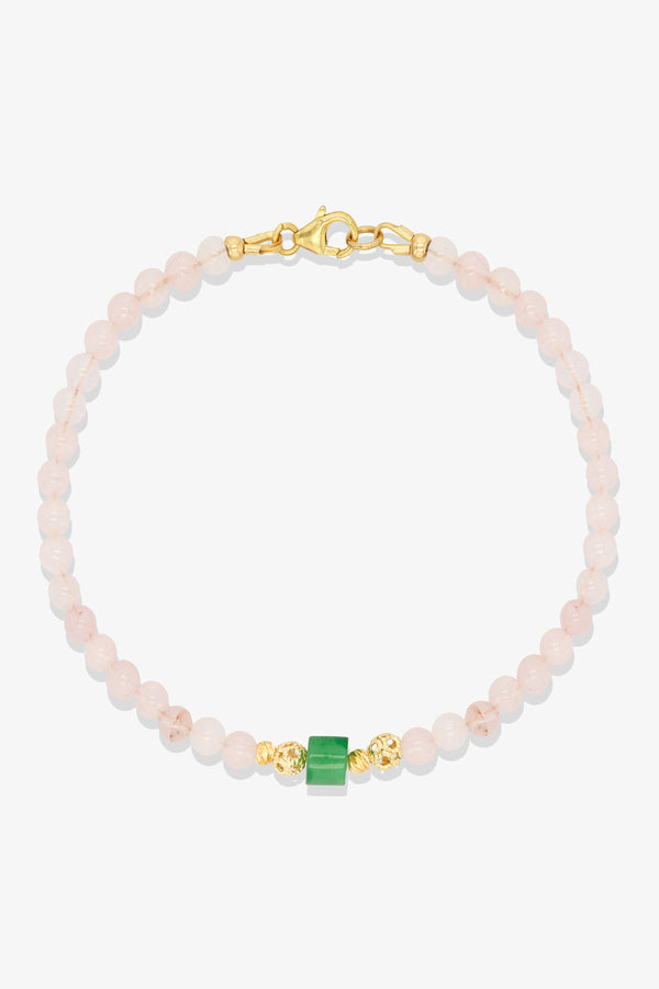 White Coral and Jade Gold Vermeil Crystal Bracelet - Positivity