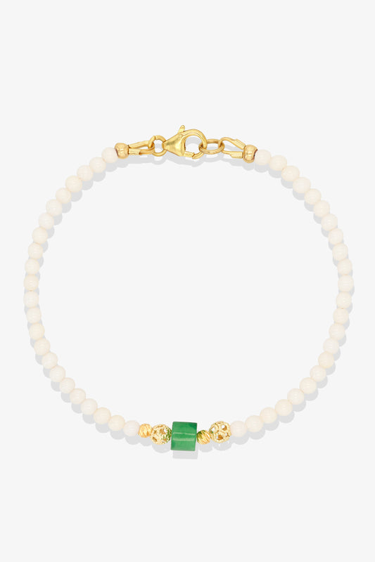 Rose Quartz and Jade Gold Vermeil Crystal Bracelet - Love