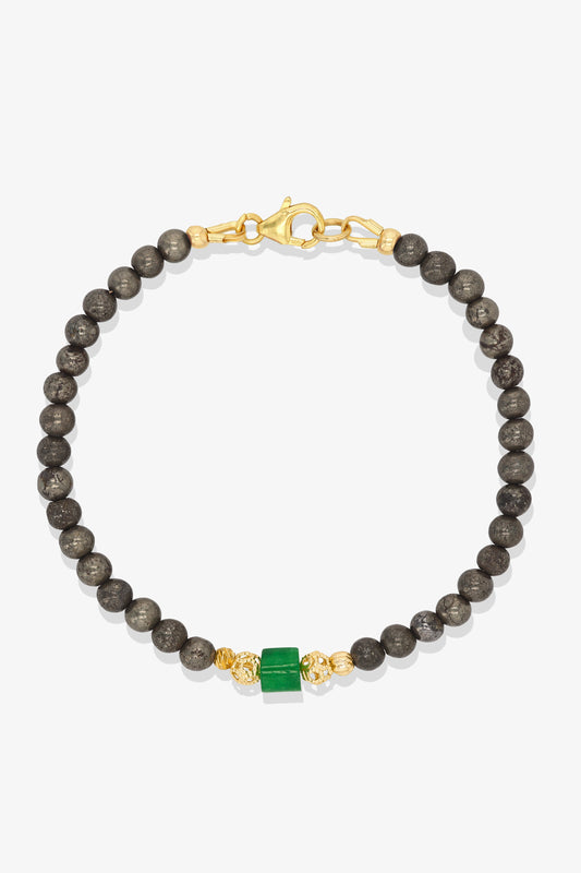 Amethyst and Jade Gold Vermeil Crystal Bracelet - Healing