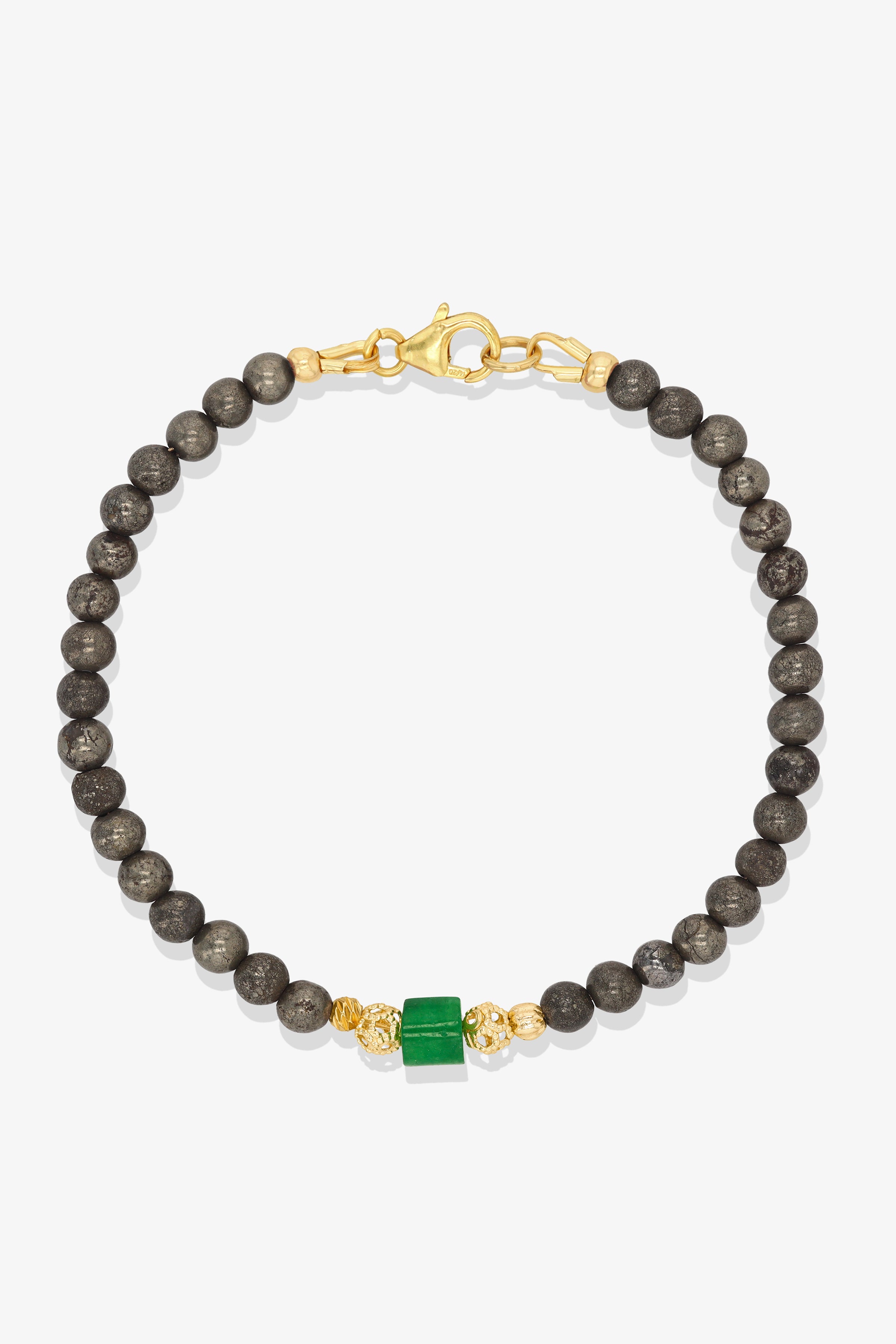 Morganite and Jade Gold Vermeil Crystal Bracelet - Wealth