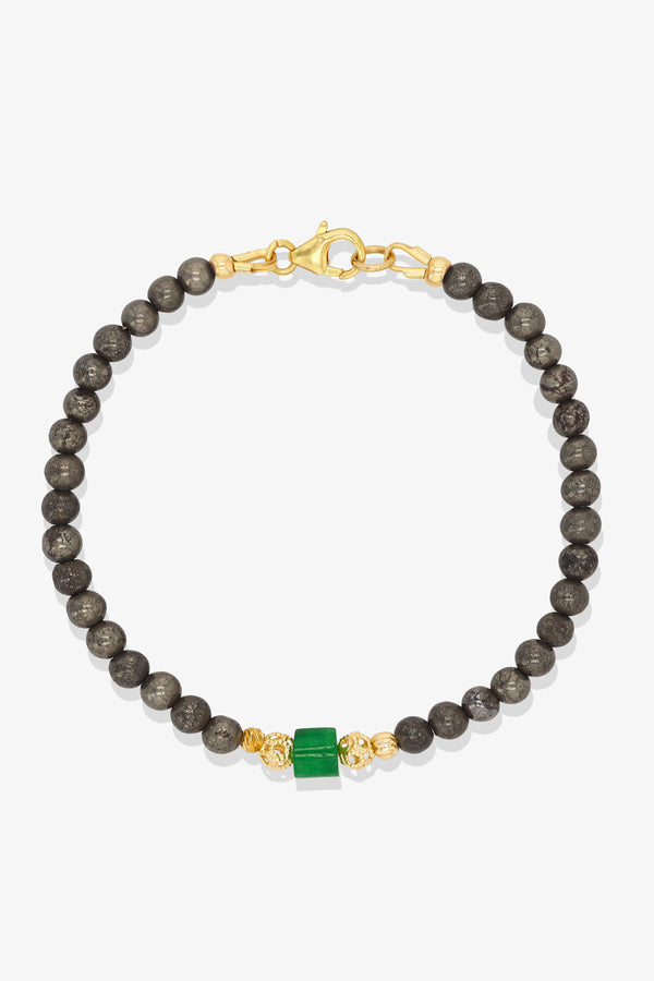 Pyrite and Jade Gold Vermeil Crystal Bracelet - Abundance