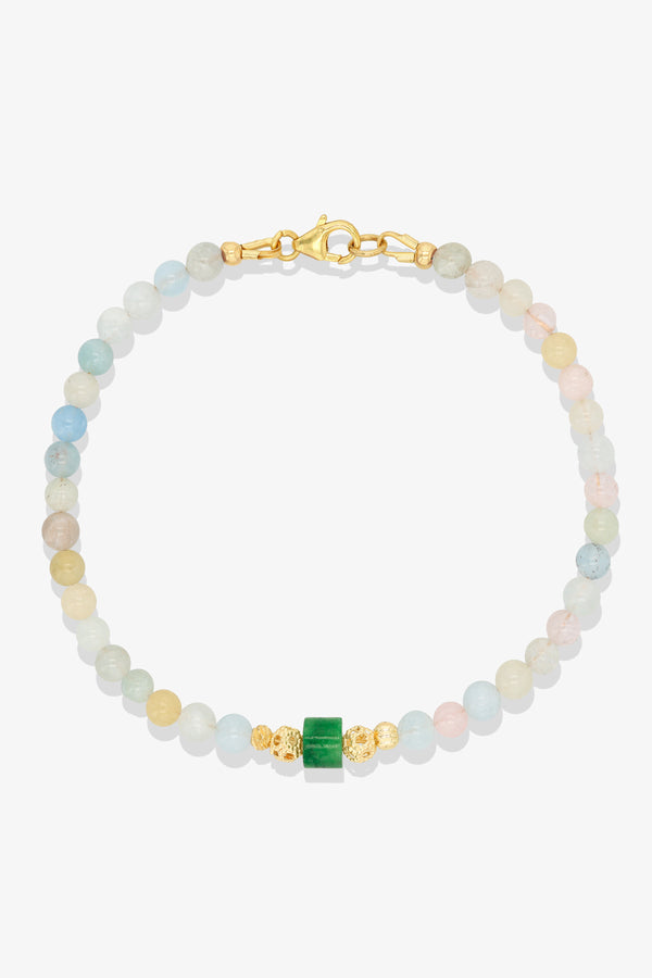 Malachite and Jade Gold Vermeil Crystal Bracelet - Richness