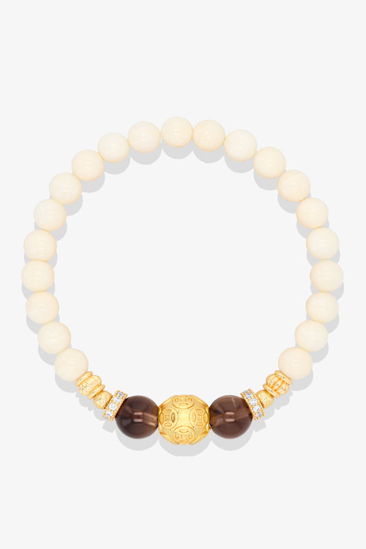 White Coral 18k Gold Vermeil Money Magnet Charm Citrine Bracelet