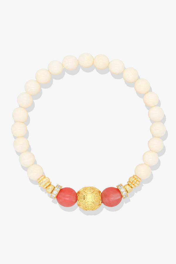 White Coral 18k Gold Vermeil Money Magnet Charm Amethyst Bracelet