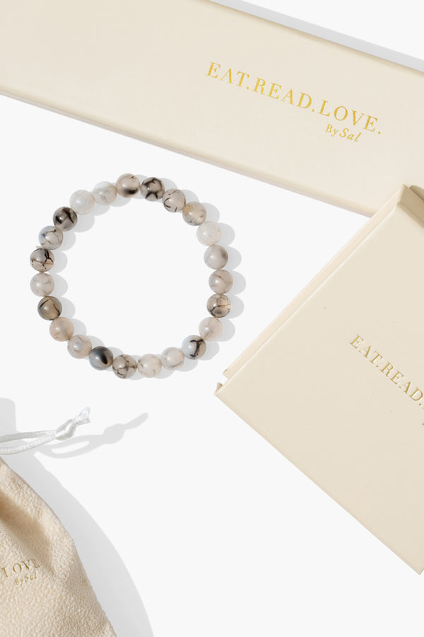 Black Onyx & Moonstone Beaded Bracelet