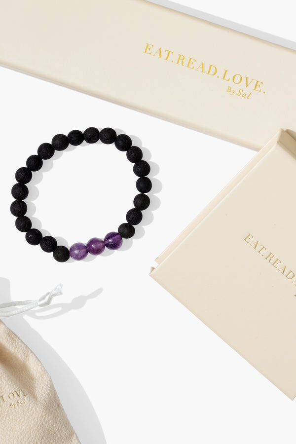 Amethyst Lava Beaded Bracelet