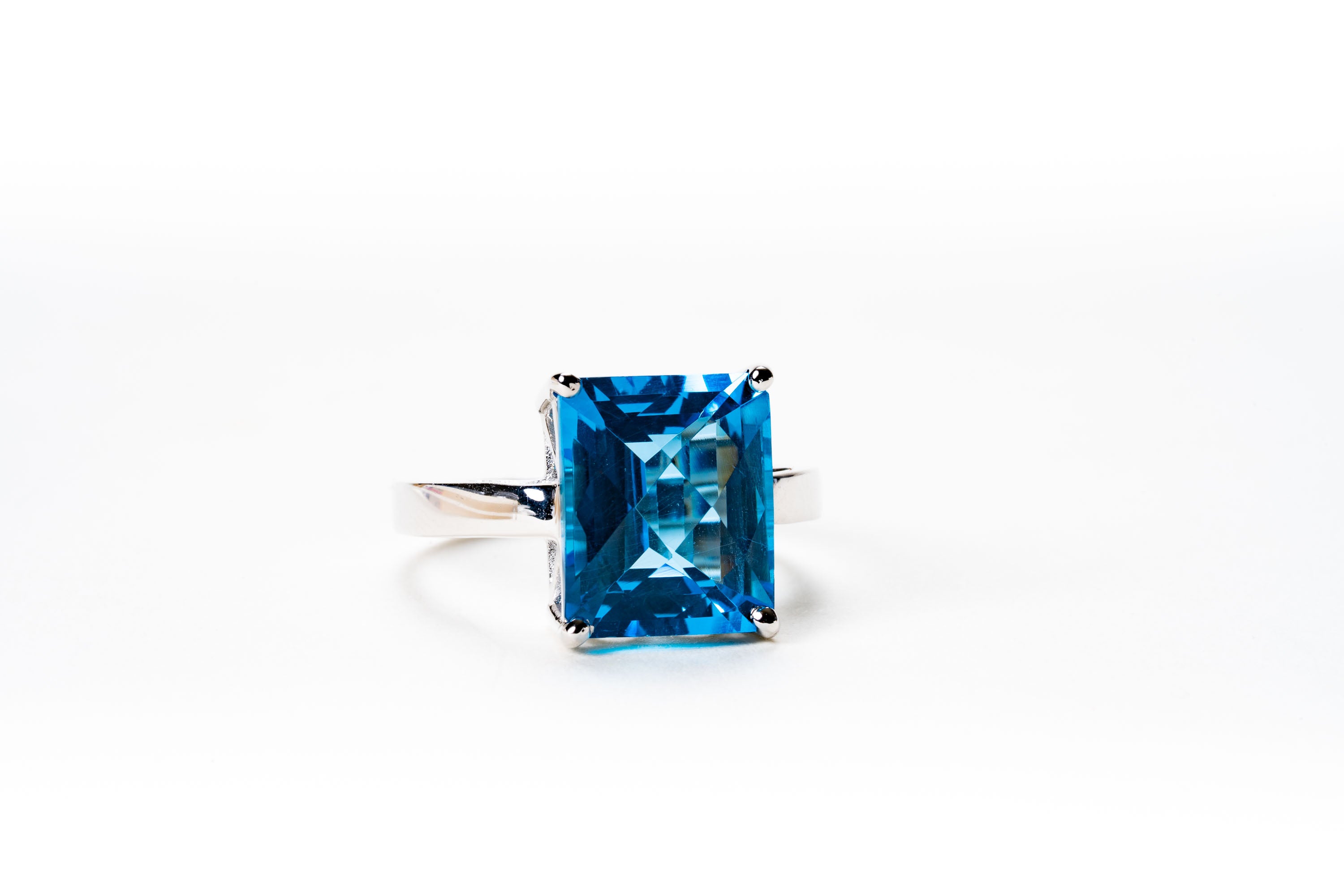 TOPAZ RADIANT CUT 8 CARAT RING.