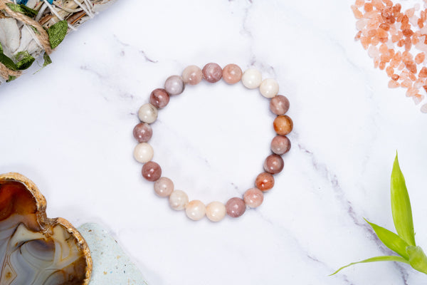 Strawberry Agate Beaded Bracelet.
