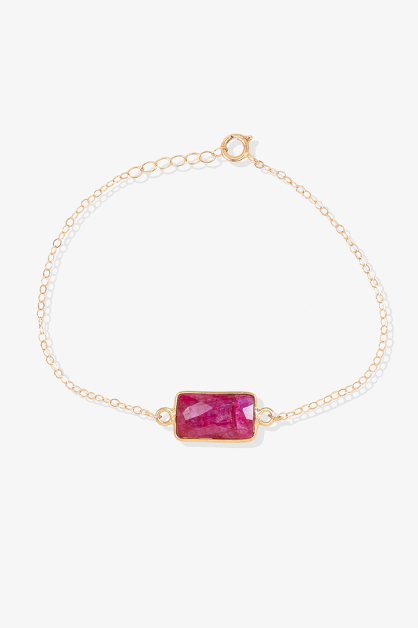 Ruby Crystal Bracelet 14k REAL Gold
