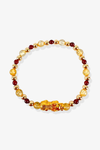 Natural Citrine & Garnet  Pixiu Feng Shui Bracelet w/ Gold Vermeil Beads
