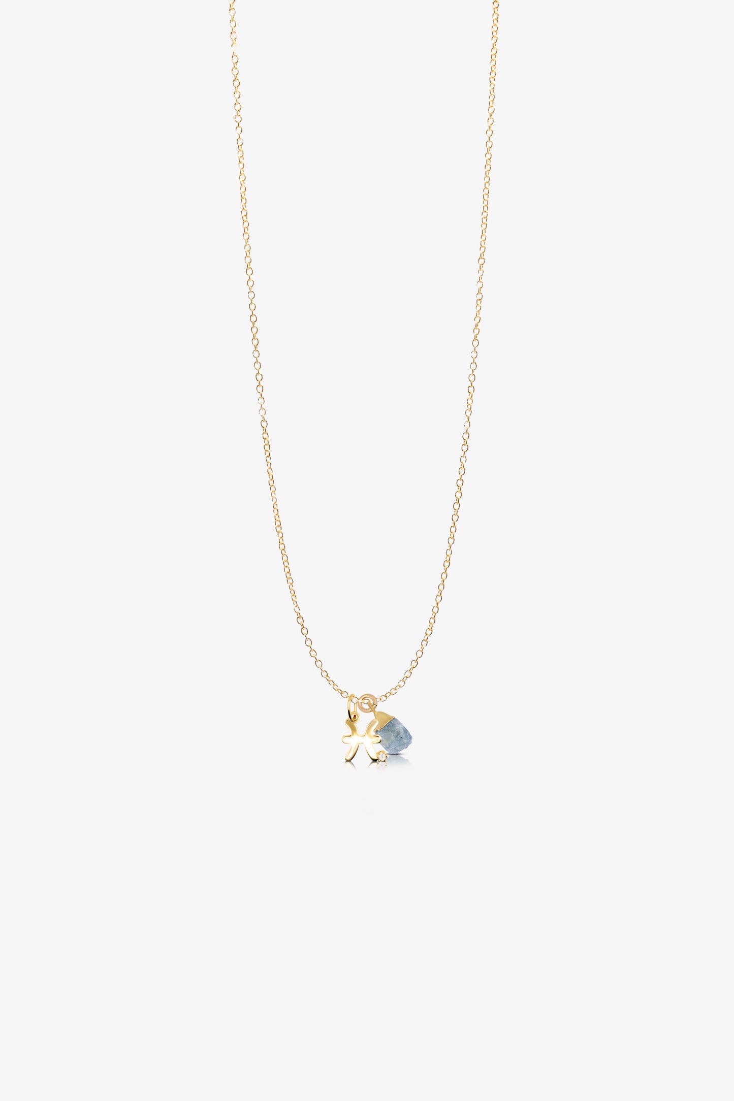 The Pisces' Angelic Aquamarine Birthstone With 14k Gold Necklace
