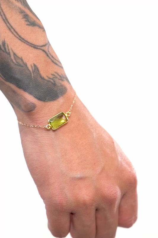 Green Amethyst Bracelet 14k REAL Gold