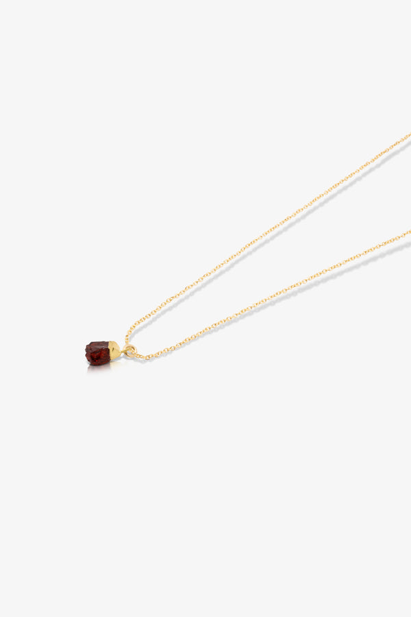 The Capricorn's Graceful Garnet Birthstone Charm with 14K Gold Necklace