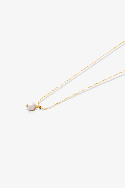 The Gemini's Perfect Pearl Birthstone With 14k Gold Necklace