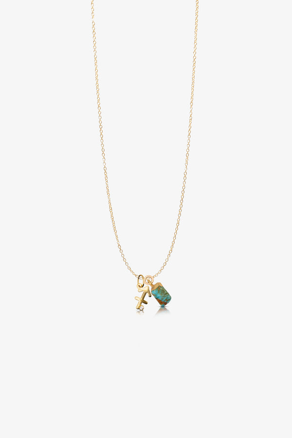 The Sagittarius' Timeless Turquoise Birthstone With 14k Gold Necklace